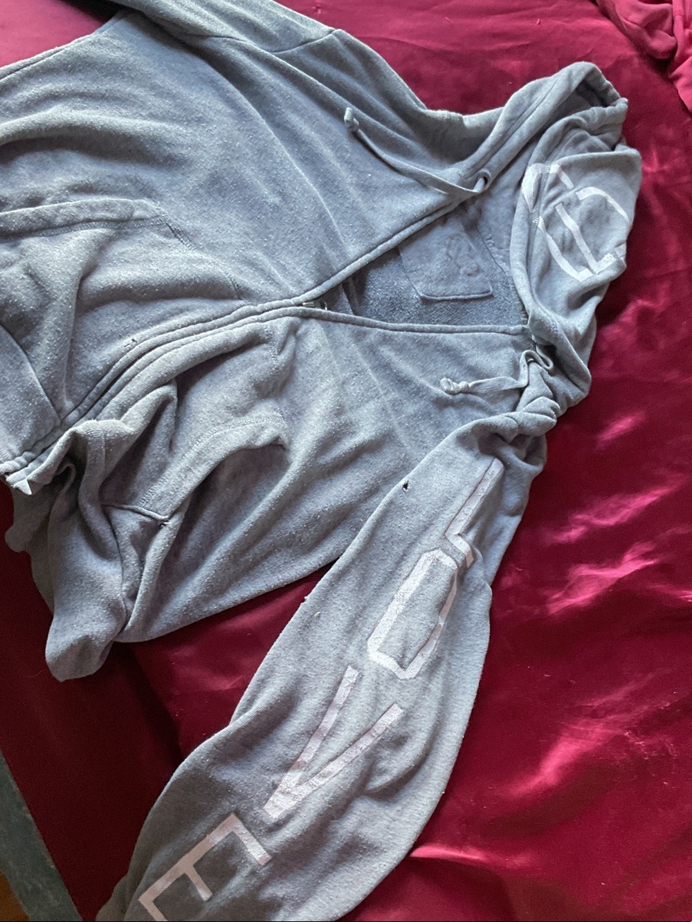 PINK Victoria's Secret Gray Zip-Up Hoodie with Sleeve Logo